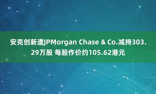 安克创新遭JPMorgan Chase & Co.减持303.29万股 每股作价约105.62港元