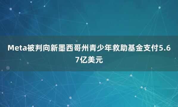 Meta被判向新墨西哥州青少年救助基金支付5.67亿美元