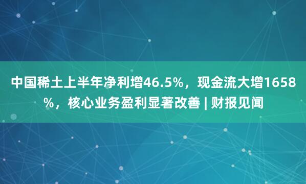 中国稀土上半年净利增46.5%，现金流大增1658%，核心业务盈利显著改善 | 财报见闻