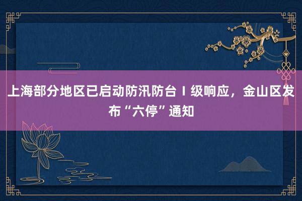 上海部分地区已启动防汛防台Ⅰ级响应，金山区发布“六停”通知