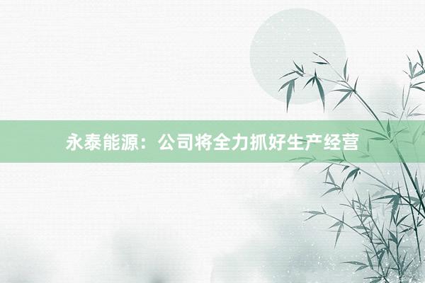 永泰能源：公司将全力抓好生产经营