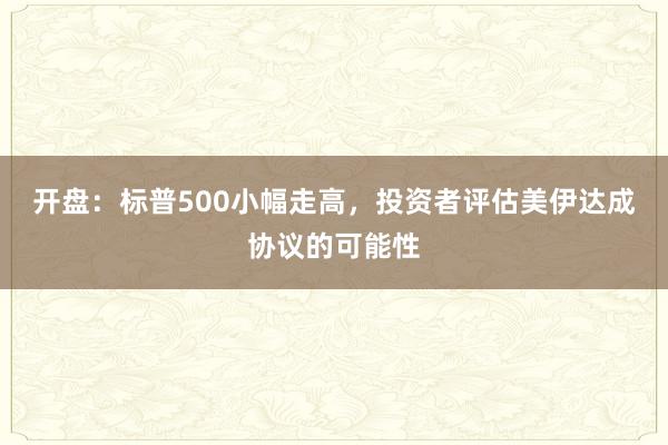 开盘：标普500小幅走高，投资者评估美伊达成协议的可能性