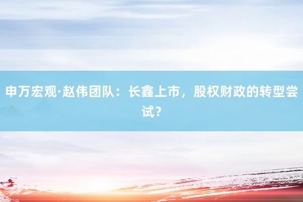 申万宏观·赵伟团队：长鑫上市，股权财政的转型尝试？