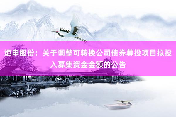 炬申股份：关于调整可转换公司债券募投项目拟投入募集资金金额的公告