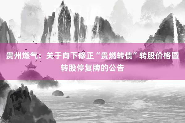 贵州燃气：关于向下修正“贵燃转债”转股价格暨转股停复牌的公告