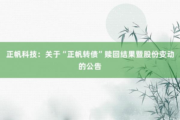 正帆科技：关于“正帆转债”赎回结果暨股份变动的公告