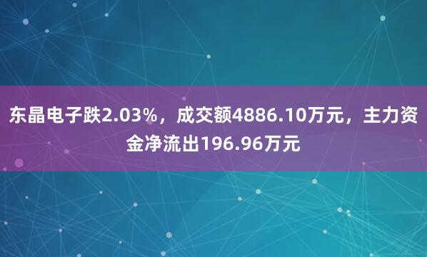 东晶电子跌2.03%，成交额4886.10万元，主力资金净流出196.96万元