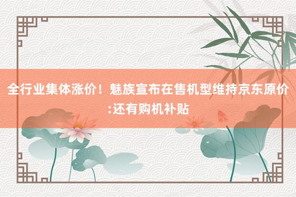 全行业集体涨价！魅族宣布在售机型维持京东原价:还有购机补贴