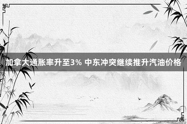 加拿大通胀率升至3% 中东冲突继续推升汽油价格