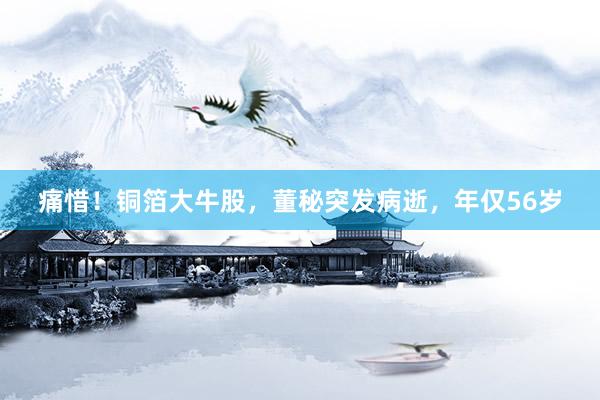 痛惜！铜箔大牛股，董秘突发病逝，年仅56岁