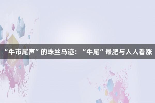 “牛市尾声”的蛛丝马迹：“牛尾”最肥与人人看涨