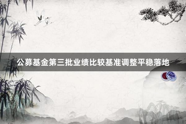 公募基金第三批业绩比较基准调整平稳落地