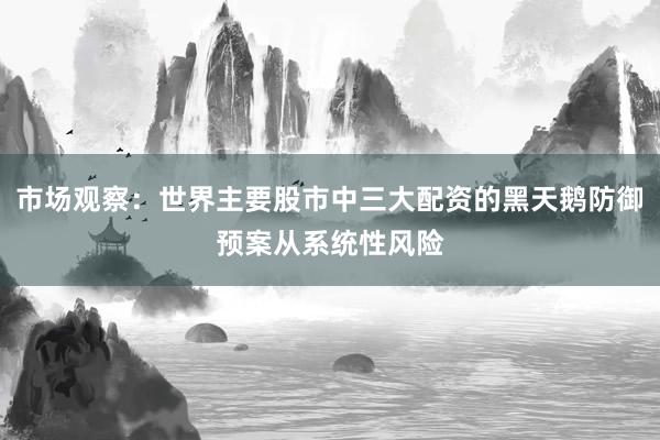 市场观察：世界主要股市中三大配资的黑天鹅防御预案从系统性风险