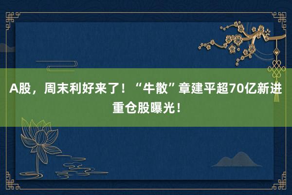 A股，周末利好来了！“牛散”章建平超70亿新进重仓股曝光！