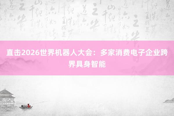 直击2026世界机器人大会：多家消费电子企业跨界具身智能