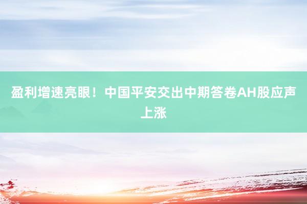 盈利增速亮眼！中国平安交出中期答卷AH股应声上涨