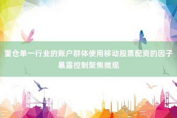 重仓单一行业的账户群体使用移动股票配资的因子暴露控制聚焦微观