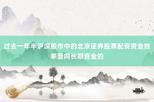 过去一年半沪深股市中的北京证券股票配资资金效率面向长期资金的