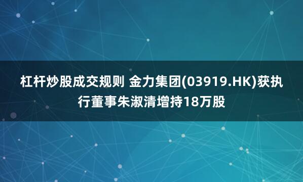 杠杆炒股成交规则 金力集团(03919.HK)获执行董事朱淑清增持18万股