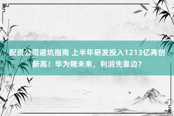配资公司避坑指南 上半年研发投入1213亿再创新高！华为赌未来，利润先靠边？