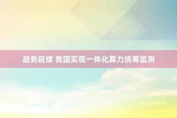趋势延续 我国实现一体化算力统筹监测