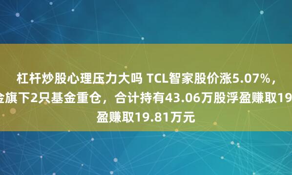 杠杆炒股心理压力大吗 TCL智家股价涨5.07%，中加基金旗下2只基金重仓，合计持有43.06万股浮盈赚取19.81万元