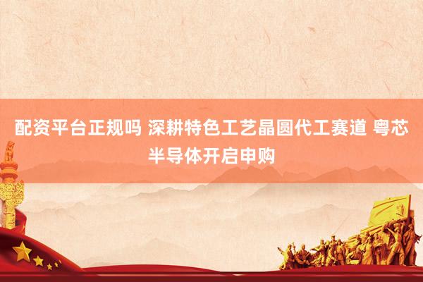 配资平台正规吗 深耕特色工艺晶圆代工赛道 粤芯半导体开启申购