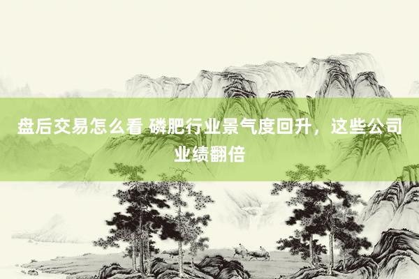 盘后交易怎么看 磷肥行业景气度回升，这些公司业绩翻倍