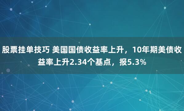 股票挂单技巧 美国国债收益率上升，10年期美债收益率上升2.34个基点，报5.3%